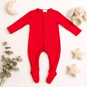 Kyte Baby Bamboo Snap Footie – Cardinal Red (3–6 Months)